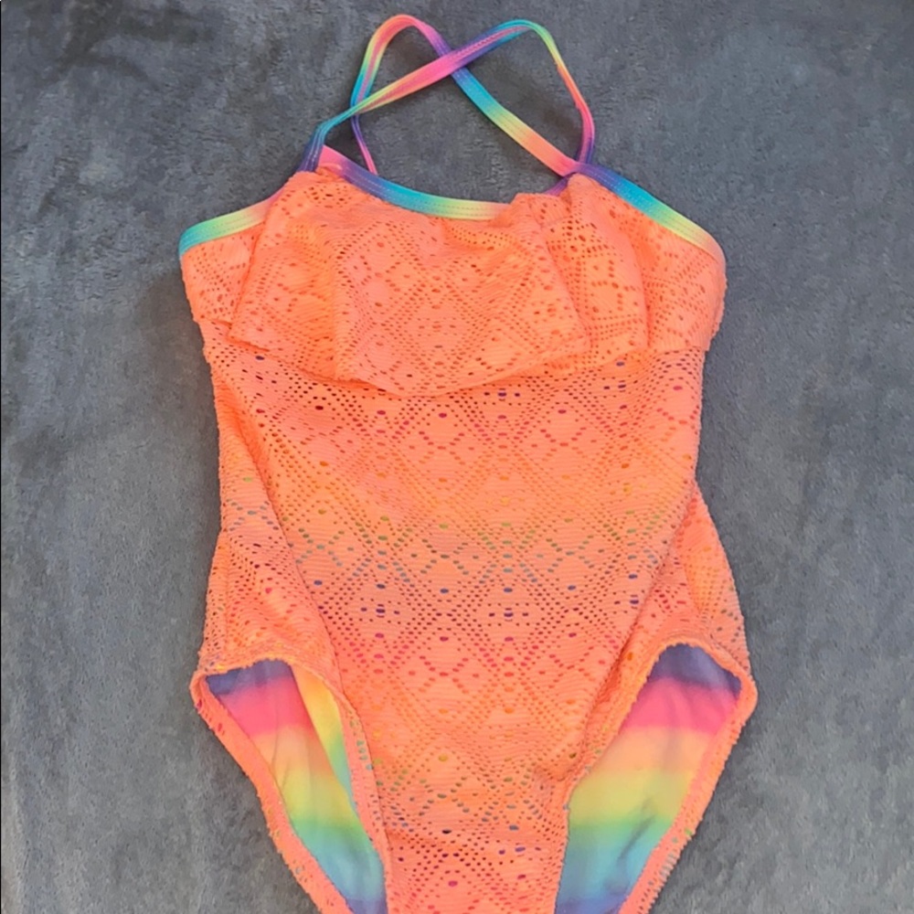 kids peach swimsuit